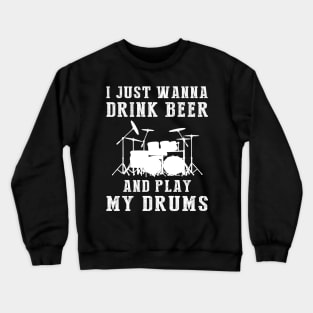 Beats & Brews: Beer, Drums, and Non-Stop Fun Await! Crewneck Sweatshirt